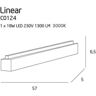 Plafon podłużny Linear LED 3000K 57cm biały MaxLight