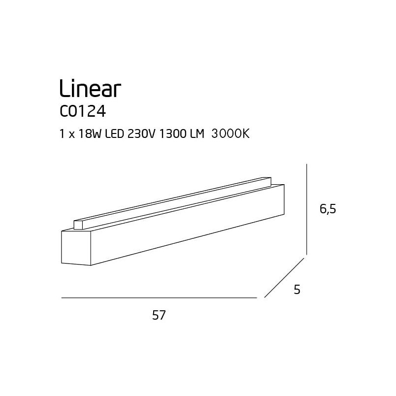 Plafon Linear LED biały MaxLight | Oświetlenie 57cm