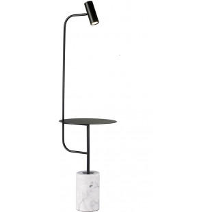 Lampa podłogowa ze stolikiem VINCENT czarna 146 cm
