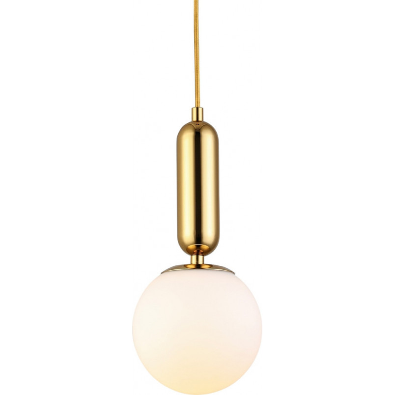 Lampa wisząca Uno - szklana kula, złoty akcent | Step