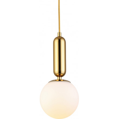 Lampa wisząca Uno - szklana kula, złoty akcent | Step