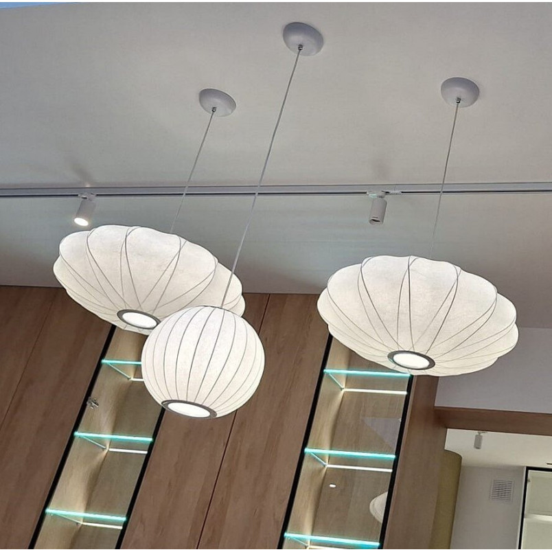 Lampa wisząca Japandi Silk - Biała kula 40cm | Step