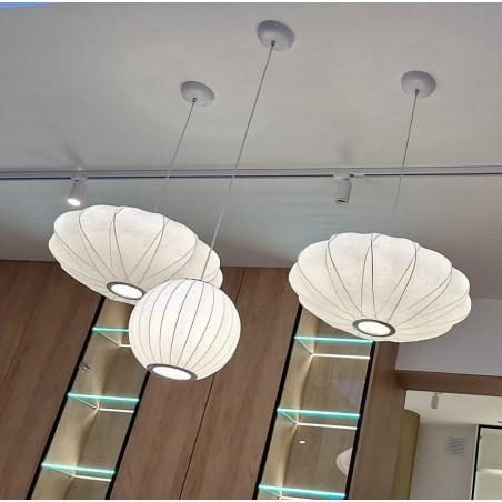 Lampa wisząca Japandi Silk - Biała kula 40cm | Step