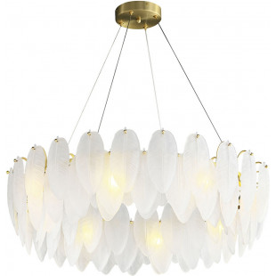 Lampa wisząca PIUMA mosiądz biała 80 cm