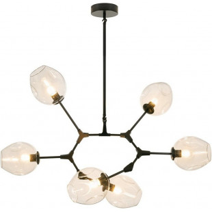 Lampa wisząca MODERN ORCHID-6 transparentno czarna 130 cm
