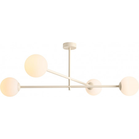 Lampa sufitowa Pinne IV - 4 kule szklane, biało-kremowa | Aldex