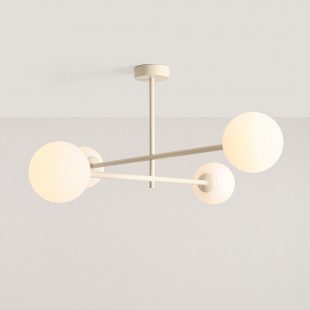 Lampa sufitowa Pinne IV - 4 kule szklane, biało-kremowa | Aldex
