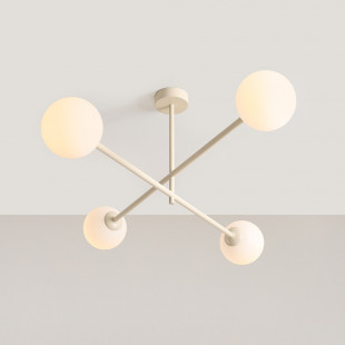 Lampa sufitowa Pinne IV - 4 kule szklane, biało-kremowa | Aldex