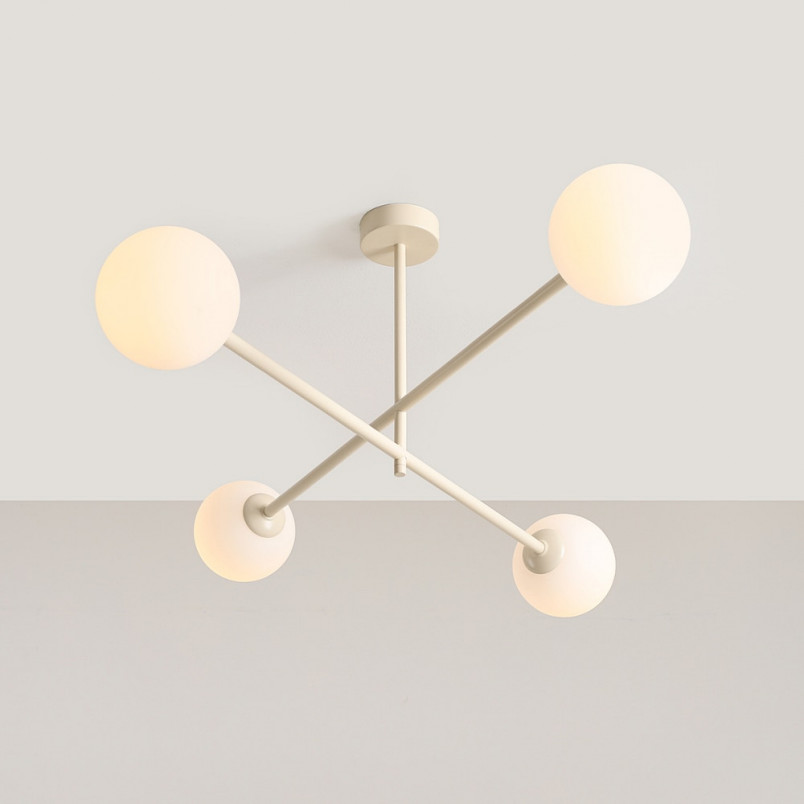 Lampa sufitowa Pinne IV - 4 kule szklane, biało-kremowa | Aldex