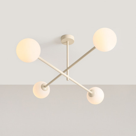 Lampa sufitowa Pinne IV - 4 kule szklane, biało-kremowa | Aldex