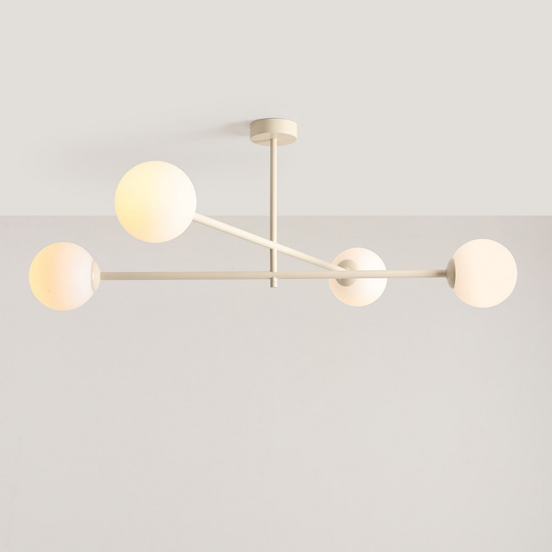 Lampa sufitowa Pinne IV - 4 kule szklane, biało-kremowa | Aldex