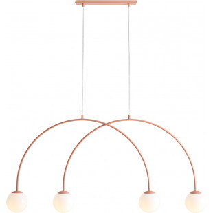 Lampa wisząca UNA Coral | 4 kule, szkło, biały/koral | Aldex