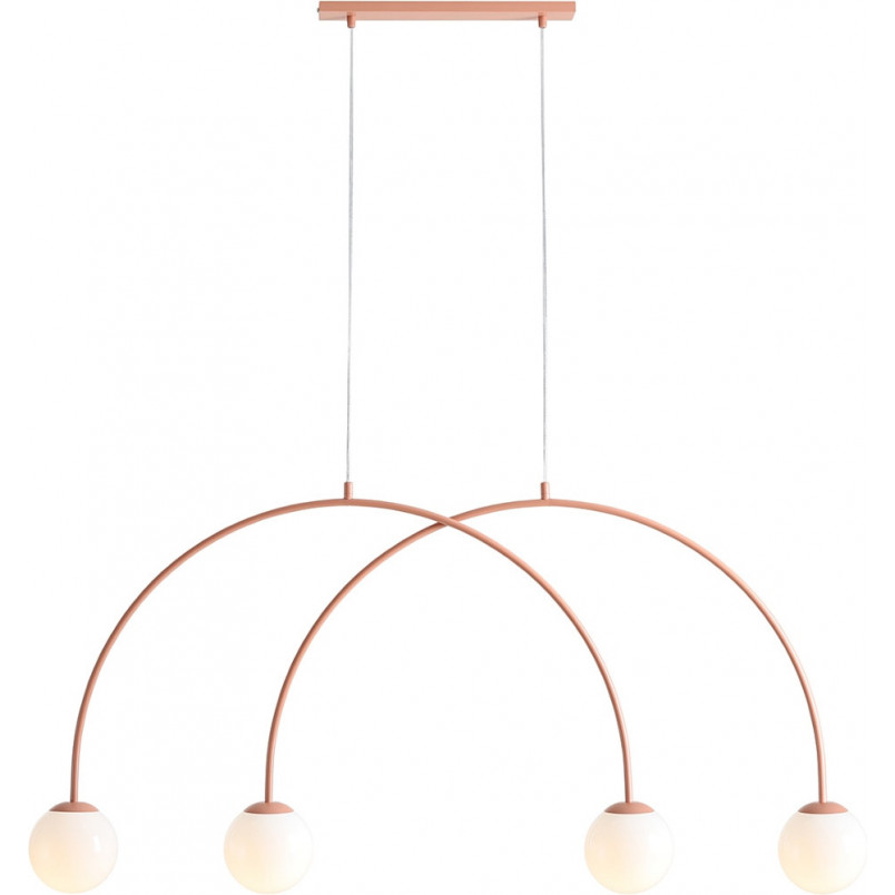 Lampa wisząca UNA Coral | 4 kule, szkło, biały/koral | Aldex
