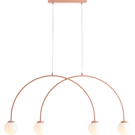 Lampa wisząca UNA Coral | 4 kule, szkło, biały/koral | Aldex