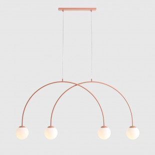 Lampa wisząca UNA Coral | 4 kule, szkło, biały/koral | Aldex