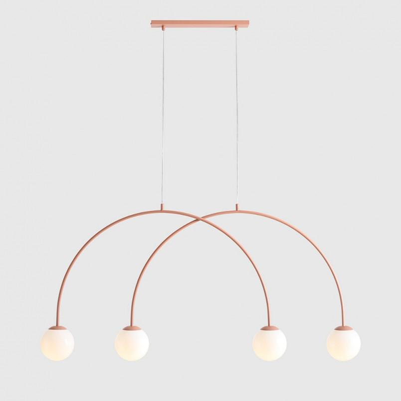 Lampa wisząca UNA Coral | 4 kule, szkło, biały/koral | Aldex