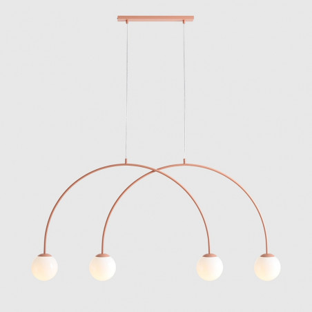 Lampa wisząca UNA Coral | 4 kule, szkło, biały/koral | Aldex