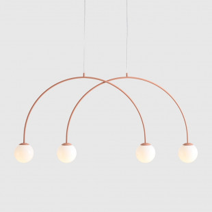 Lampa wisząca UNA Coral | 4 kule, szkło, biały/koral | Aldex