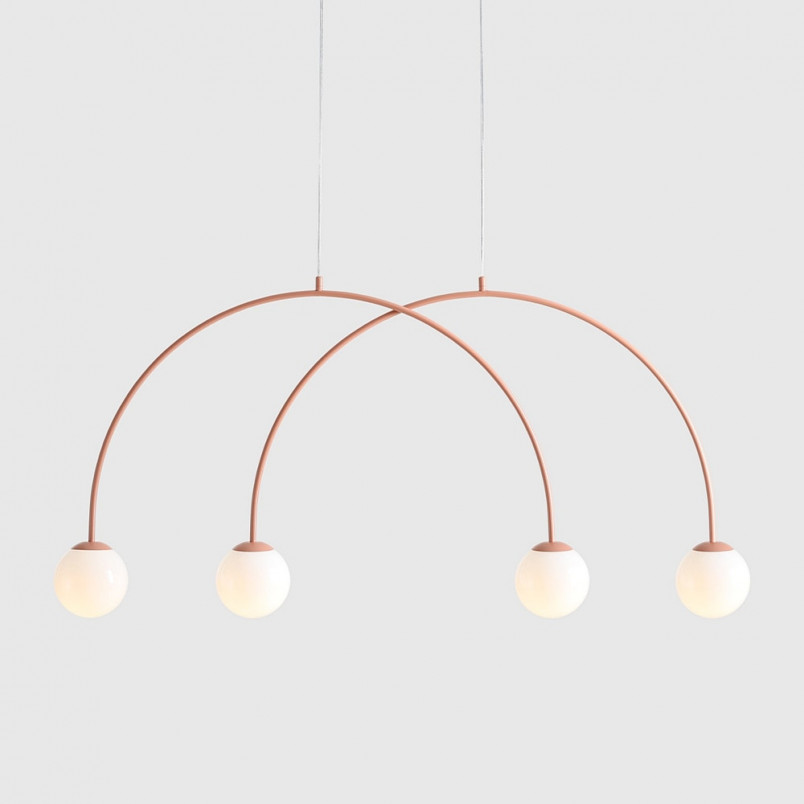 Lampa wisząca UNA Coral | 4 kule, szkło, biały/koral | Aldex