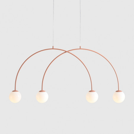 Lampa wisząca UNA Coral | 4 kule, szkło, biały/koral | Aldex