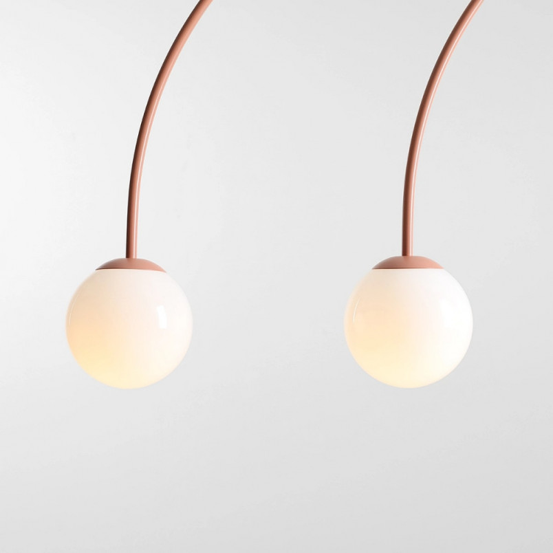 Lampa wisząca UNA Coral | 4 kule, szkło, biały/koral | Aldex