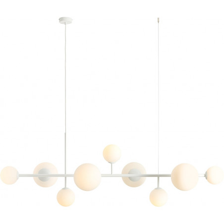 Lampa wisząca Dione IX - szklane kule, biała - Aldex