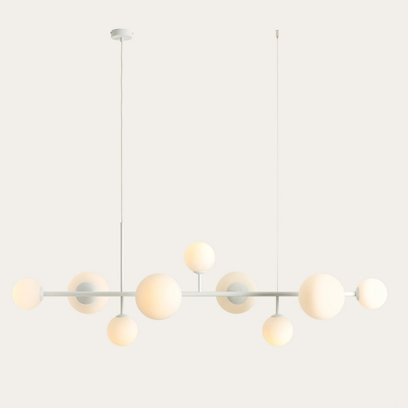 Lampa wisząca Dione IX - szklane kule, biała - Aldex