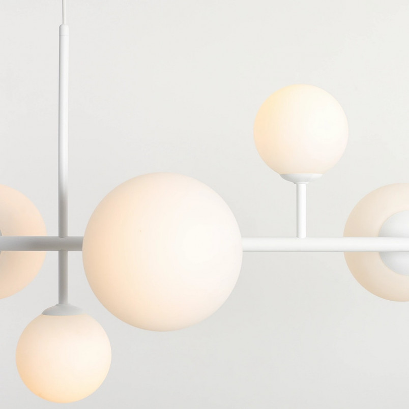 Lampa wisząca Dione IX - szklane kule, biała - Aldex