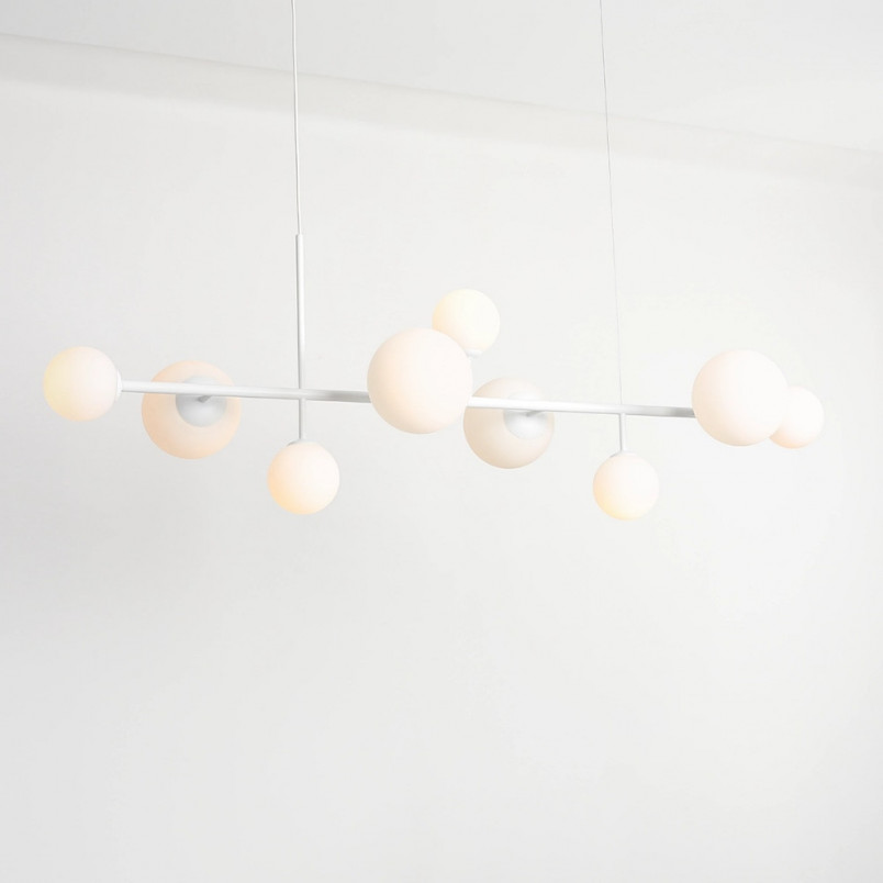 Lampa wisząca Dione IX - szklane kule, biała - Aldex