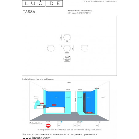 Plafon Lucide Tassa LED - Szklana kula, Opale/Czarny | Sklep z Lampami