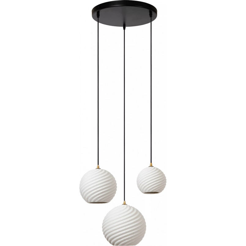 Lampa wisząca Biała Lucide | 3 punkty, Porcelana, E27