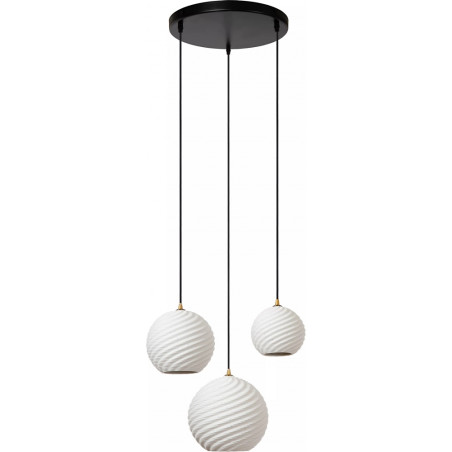 Lampa wisząca Biała Lucide | 3 punkty, Porcelana, E27