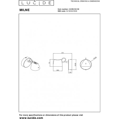 Kinkiet LED Milne czarny | Lucide - Nowoczesny Design