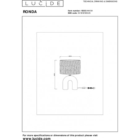Lampa Boho Ronda - Rattan i Porcelana | Lucide