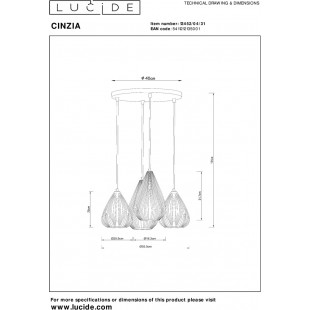 Lampa wisząca Cinzia | Biała porcelana, 3 punkty | Lucide
