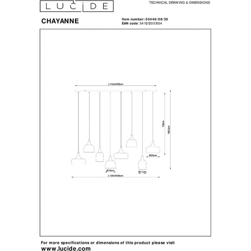 Lampa wisząca Chayanne 125cm czarna Lucide | Sklep z lampami