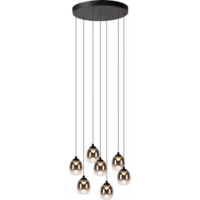 Lampa Wisząca Lucide Tamino LED - Szkło Dymione, 7 Punktów