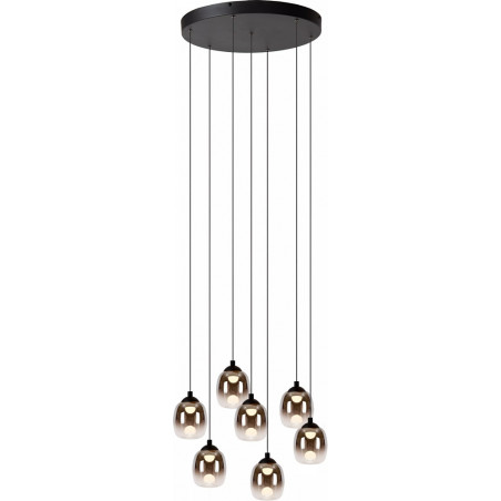 Lampa Wisząca Lucide Tamino LED - Szkło Dymione, 7 Punktów