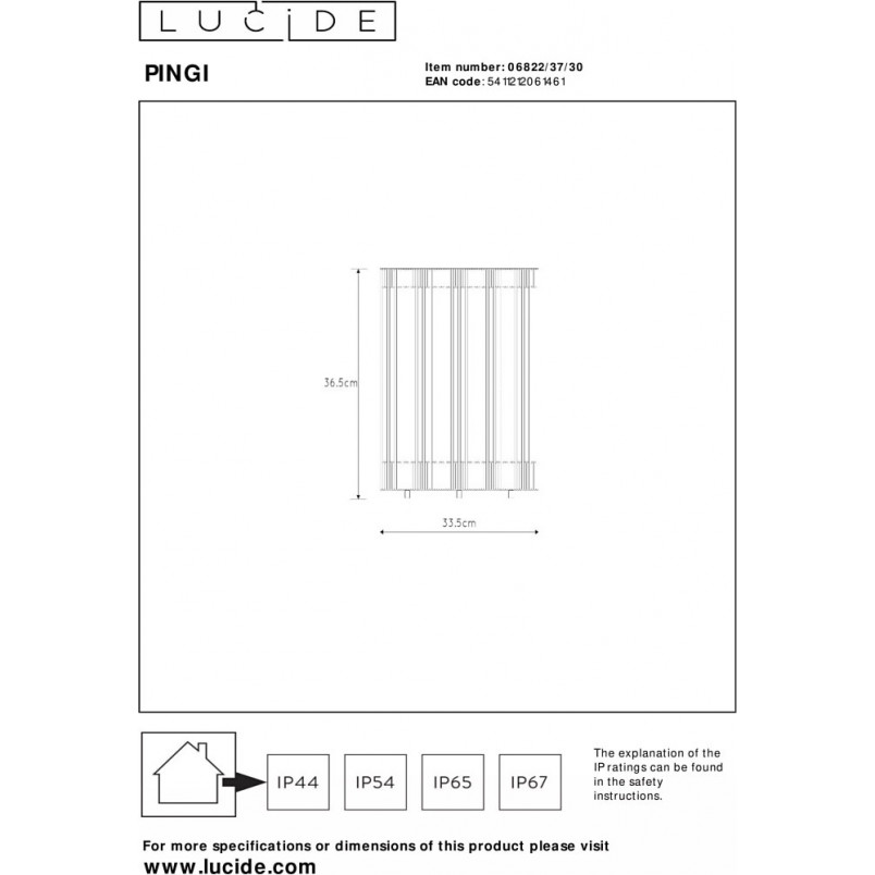 Lampa zewnętrzna Pingi LED | Nowoczesny design, czarna | Lucide