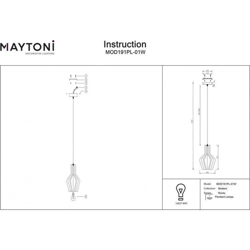 Lampa wisząca Roots Maytoni | Skandynawski design