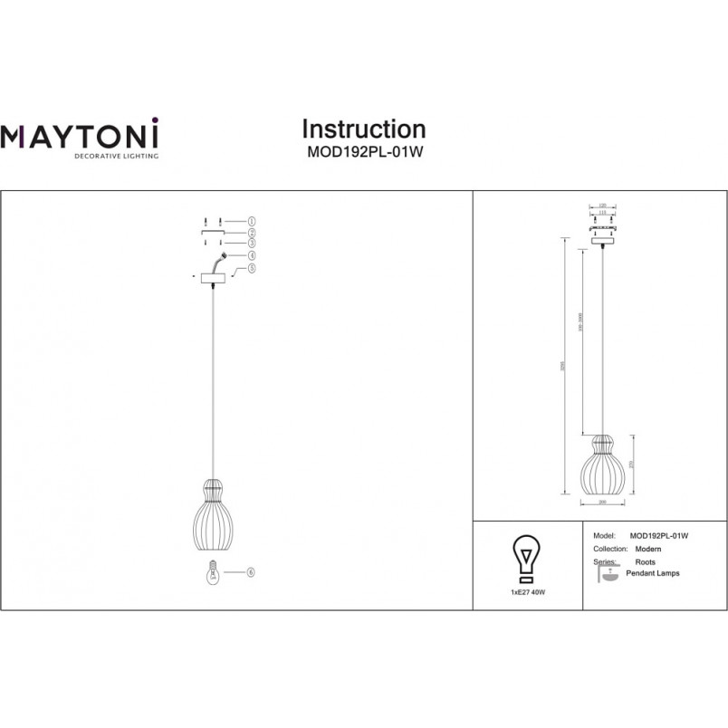 Lampa wisząca Roots II Maytoni | Skandynawski design