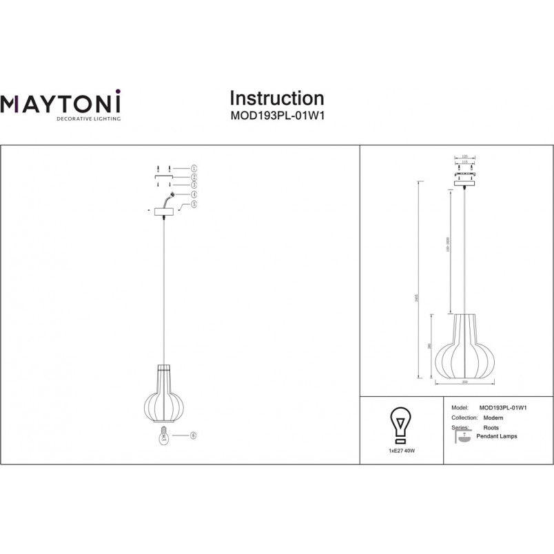 Lampa wisząca Roots III Maytoni | Skandynawski Design