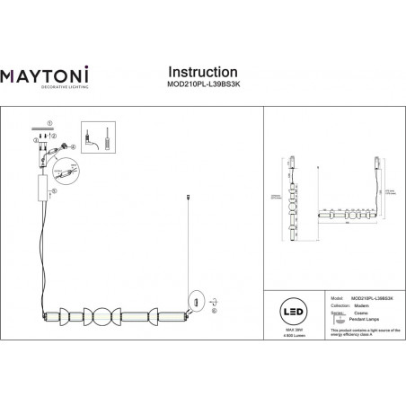 Lampa Wisząca Cosmo LED Maytoni - Szkło, Mosiądz | Kup Teraz