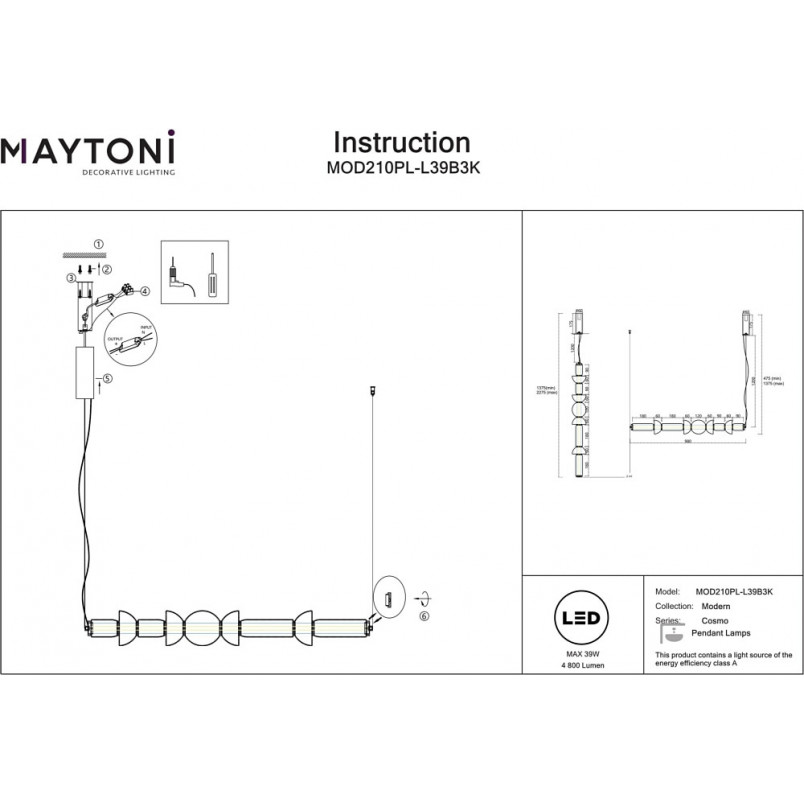 Lampa wisząca Cosmo LED - Maytoni | Nowoczesny design