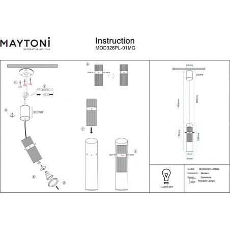 Lampa wisząca Dynamics Maytoni - Złoty klosz, Szkło | Sklep z lampami