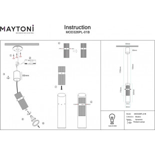 Lampa wisząca Dynamics Maytoni | Czarna, szklana, GU10
