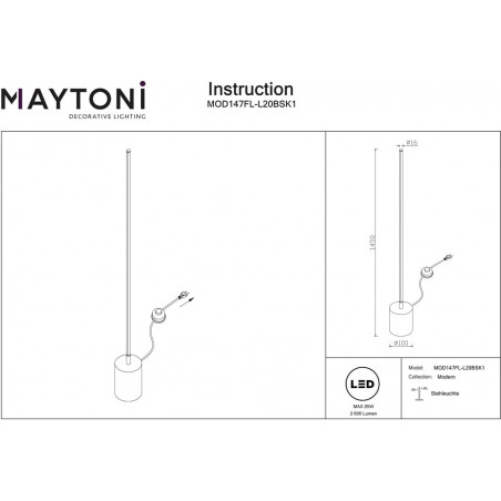 Lampa podłogowa LED Flow | Mosiądz | Maytoni - Kup teraz!