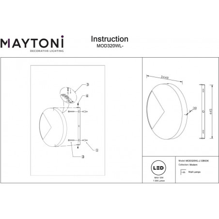 Kinkiet Mosiężny Jupiter LED Maytoni | Nowoczesne Oświetlenie