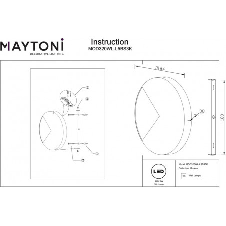 Kinkiet mosiężny Jupiter LED Maytoni - Nowoczesny design