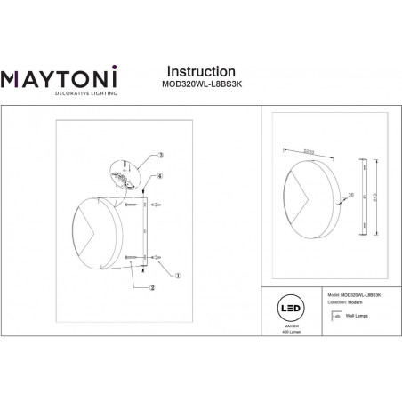 Kinkiet mosiężny Jupiter LED Maytoni | Nowoczesny design